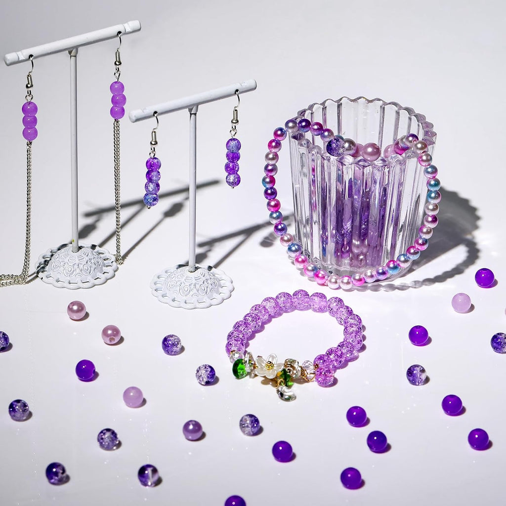 XSEINO About 1200PCS 6mm Glass Beads Bracelet Making Kit,24 Assorted Violet Elegant Series Colorful Crystal Beads for Bracelet and Jewelry Making and DIY Crafts,Friendship Bracelets