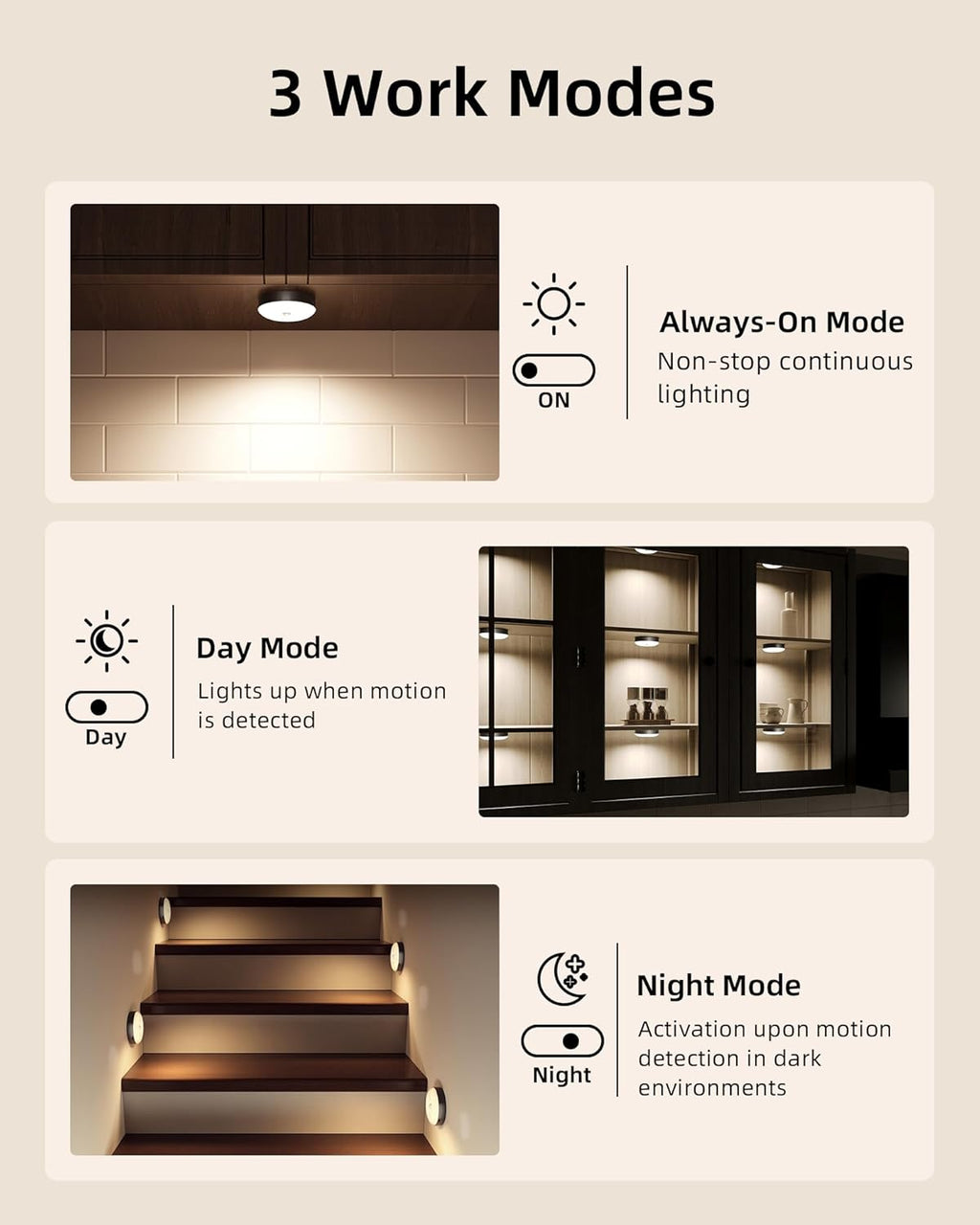 EZVALO Under Cabinet Lighting with Charging Station,1000mAh Rechargeable Puck Lights with Remote, 3 Color Temps & 12 RGB Closet Lights, Dimmable Motion Sensor Lights for Shelf, Kitchen (6 Packs)