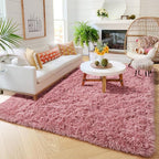 Amdrebio Blush Pink Fluffy Kids Area Rug 5x7 - Image 4