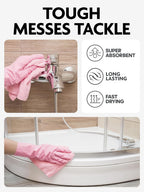 Fantasticlean Microfiber Cleaning Cloth Roll -90 Pack, Tear Away Microfiber Towels, 12" x 12", Reusable, Washable, Scratch Free, Ultra Absorbent Dish Rags for Car, Home, Garage or Shop (Pink)