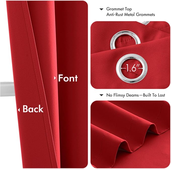 MIULEE Blackout Curtains for Bedroom 2 Panels 40x63 Inch Long Christmas Red | - Image 4