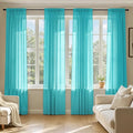 MIULEE Turquoise Sheer Curtains 108 Inches Long 4 Panels 42 x 108 Inches | by MIULEE
