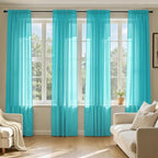 MIULEE Turquoise Sheer Curtains 108 Inches Long 4 Panels 42 x 108 Inches | by MIULEE
