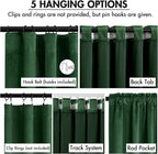 MIULEE Velvet Curtains 50W x 90L 2 Panels Hunter Green Blackout Curtains | - Image 2