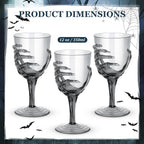 Dandat 6 Pcs Halloween Skeleton Hand Goblets 12oz Clear Plastic Halloween Cups Skull Wine Glass Set for Creepy Spooky Party Decorations (Black)