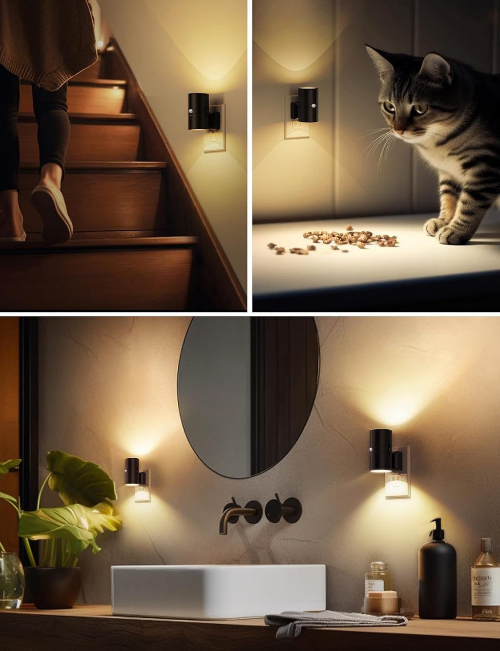 L LOHAS LED Motion Sensor Night Light Plug in, 2 Pack, Motion Activated Night Light, 0-100LM Dimmable, 3000K Soft White, Motion Sensor Light Indoor for Bathroom Hallway Bedroom Stairway Kids Elderly
