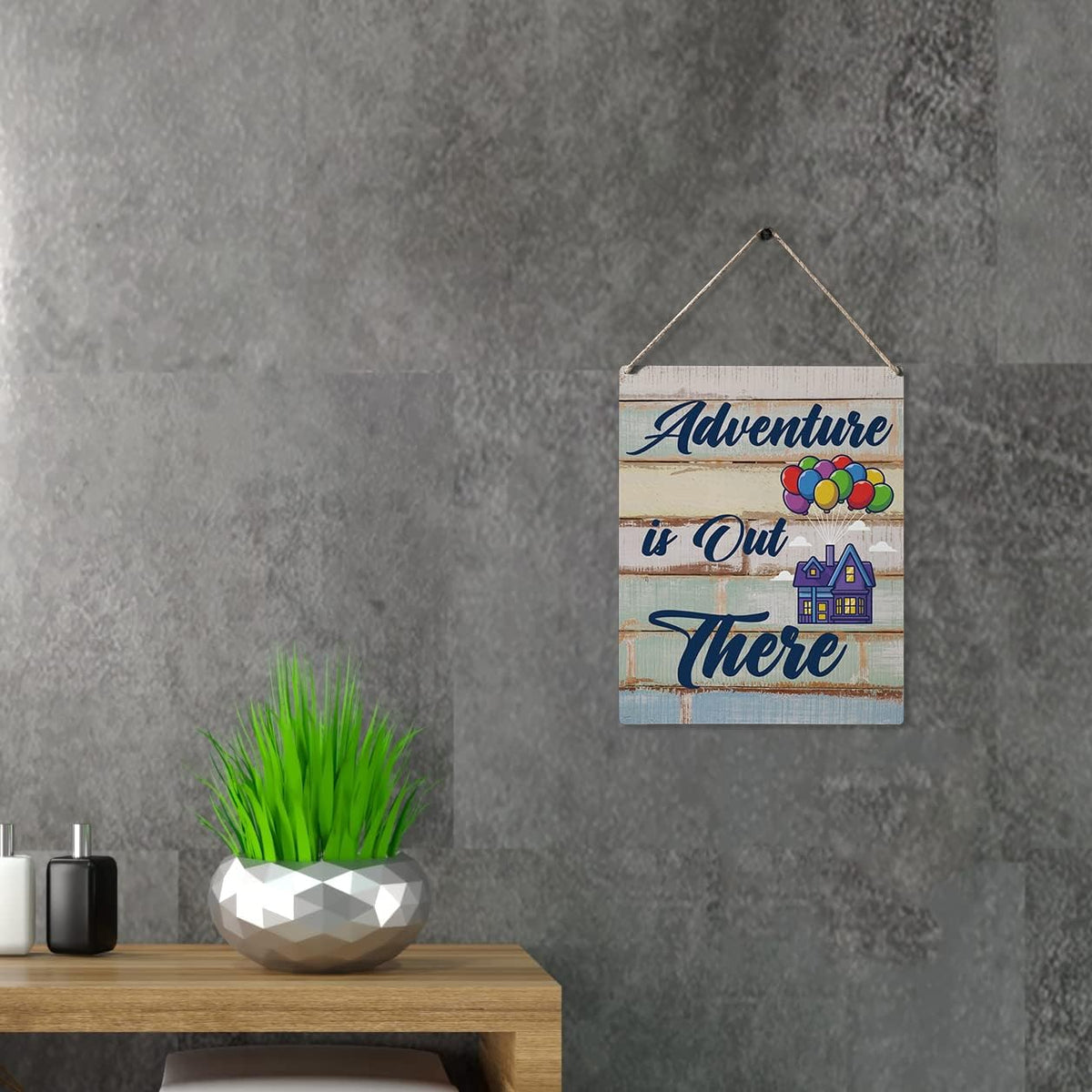 Qious Inspirational Signs Gift Farmhouse Adventure is Out There Wooden Hanging Sign Rustic Art Wall Home Living Room Bedroom Kitchen Decoration 10 x 8 Inches