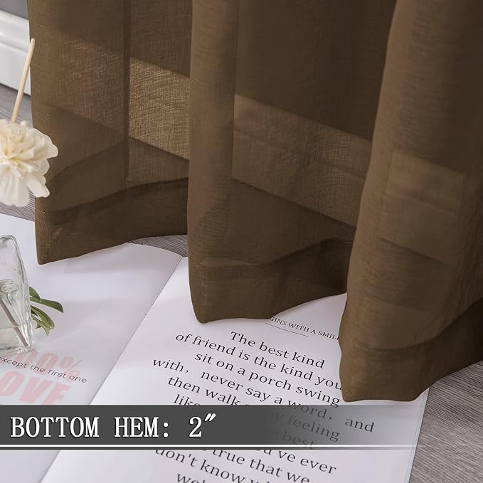 Tollpiz Short Sheer Curtain Living Room Linen Textured Curtains Sheer Light - Image 4