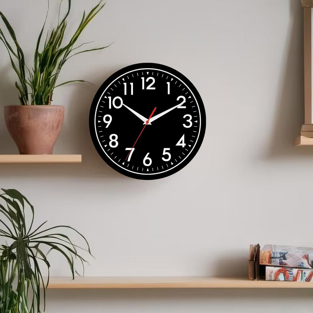 Wall Clock Small Analog 8 Inch Silent Non Ticking Battery Operated Modern Simple Decorative for Kitchen Office Bedroom Bathroom Living Room