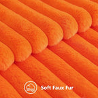 decorUhome Fall Faux Fur Throw Pillow Covers 26x26 Set of 2 Orange | Decorative - Image 2
