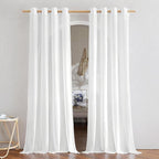NICETOWN Thick Linen White Curtains 90 inch Length, Grommet Flax Linen Blend by NICETOWN