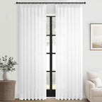 Topfinel Beige White Pinch Pleat Linen Curtains - Image 9