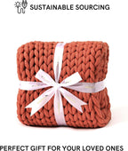 YnM Chunky Throw Blanket, Medium-Weight, Hand Knitted, Skin Friendly, Ventilated and Breathable, Machine Washable, Home Décor Piece for Couch, Sofa and Bed (Exotic Orange, 40x50 Inch)