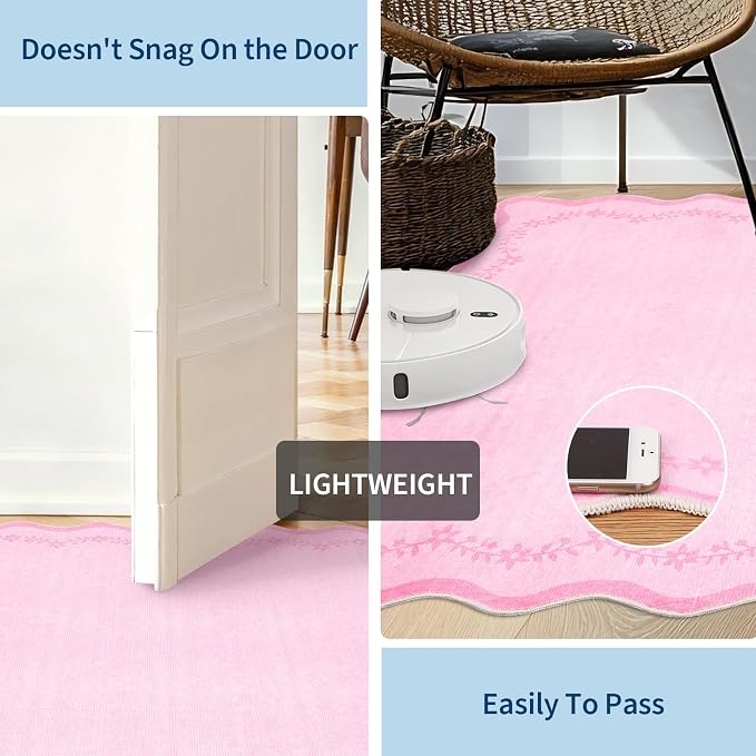 GarveeHome 3x5 Scalloped Washable Area Rug Non Slip Bedroom Entryway Rug | Soft - Image 5