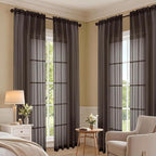 Chocolate Sheer Curtains 84 Inches Long 2 Panels Set, Light Filtering Sheer - Image 7