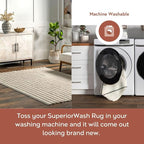 nuLOOM Kai Beige Striped Washable Area Rug - Image 2