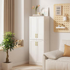 Storage Cabinet, Kitchen Pantry with Doors & Shelf, Tall Storage Cabinet for Bathroom, Living Room, Entryway,White