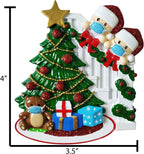 3D Personalized Our First Christmas Ornament 2025 | Peeking Over Staircase Couple Ornaments in Mask Couples Ornament 2025 Family of 2 Unique for a Couple Ornaments Couples Gifts