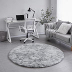 Amdrebio Tie-Dyed Light Grey Fluffy Area Round Rug 5Ft - Image 8