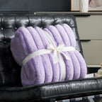 Cozy Bliss Faux Fur Throw Blanket for Couch, Cozy Warm Plush Striped Blanket for Sofa Bedroom Living Room, 60 * 80 Inches Lavender Purple