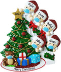 3D Masked Family of 5 Ornament 2025 Personalized Family Christmas Ornaments 2025 | Staircase Personalized Tree Ornaments for Grandchildren, Siblings & Grandkids Xmas Tree with Gifts of Five Ornament