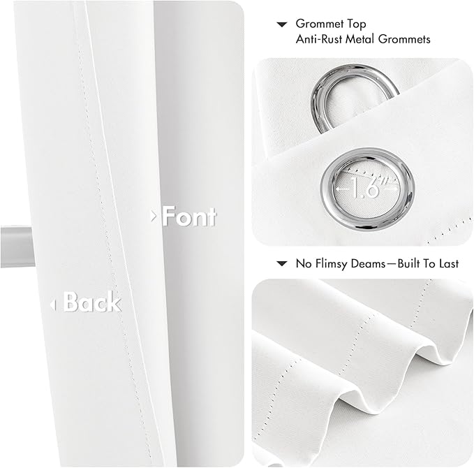 MIULEE Blackout Curtains for Bedroom 2 Panels 40 x 80 Inch Long Pure White | - Image 4