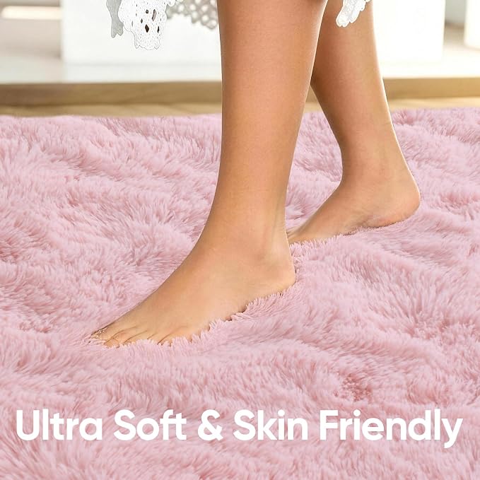6x9 Large Pink Fluffy Soft Area Rug Non-Slip - Image 5
