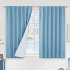 Full Blackout Linen Bedroom Curtains 54 Inch 2 Panels, Privacy Protected by LAMIT