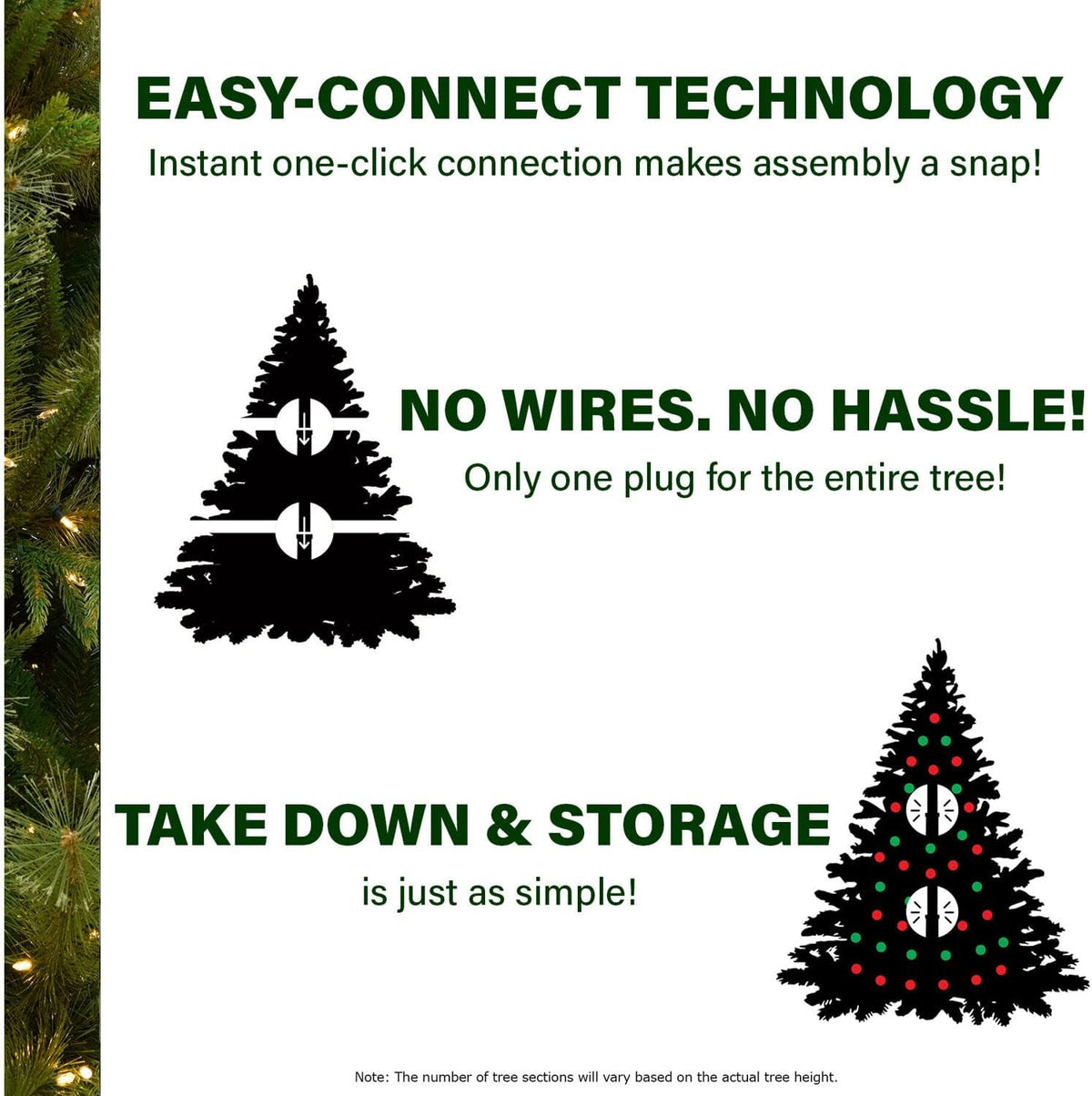 Fraser Hill Farm 9-Ft. Winter Falls Artificial Christmas Tree with Warm White LED Lights and Metal Base, Slim Holiday Tree with 8 Unique Light Functions, Perfect for Small Spaces and Apartments