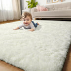 Amdrebio Cream Ivory White Plush Area Rug 4x6 - Image 7