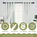 Black Adjustable Curtain Rods for Windows:36-88" Farmhouse Heavy Duty Curtain Rod for Bedroom Living Room,Boho Decorative Rustic Drapery Rods with Vintage Coastal Texture Finial,Matte Black