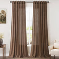 Caramel Brown Linen Curtains 90 Inch Length 2 Panels Set by Nanspring