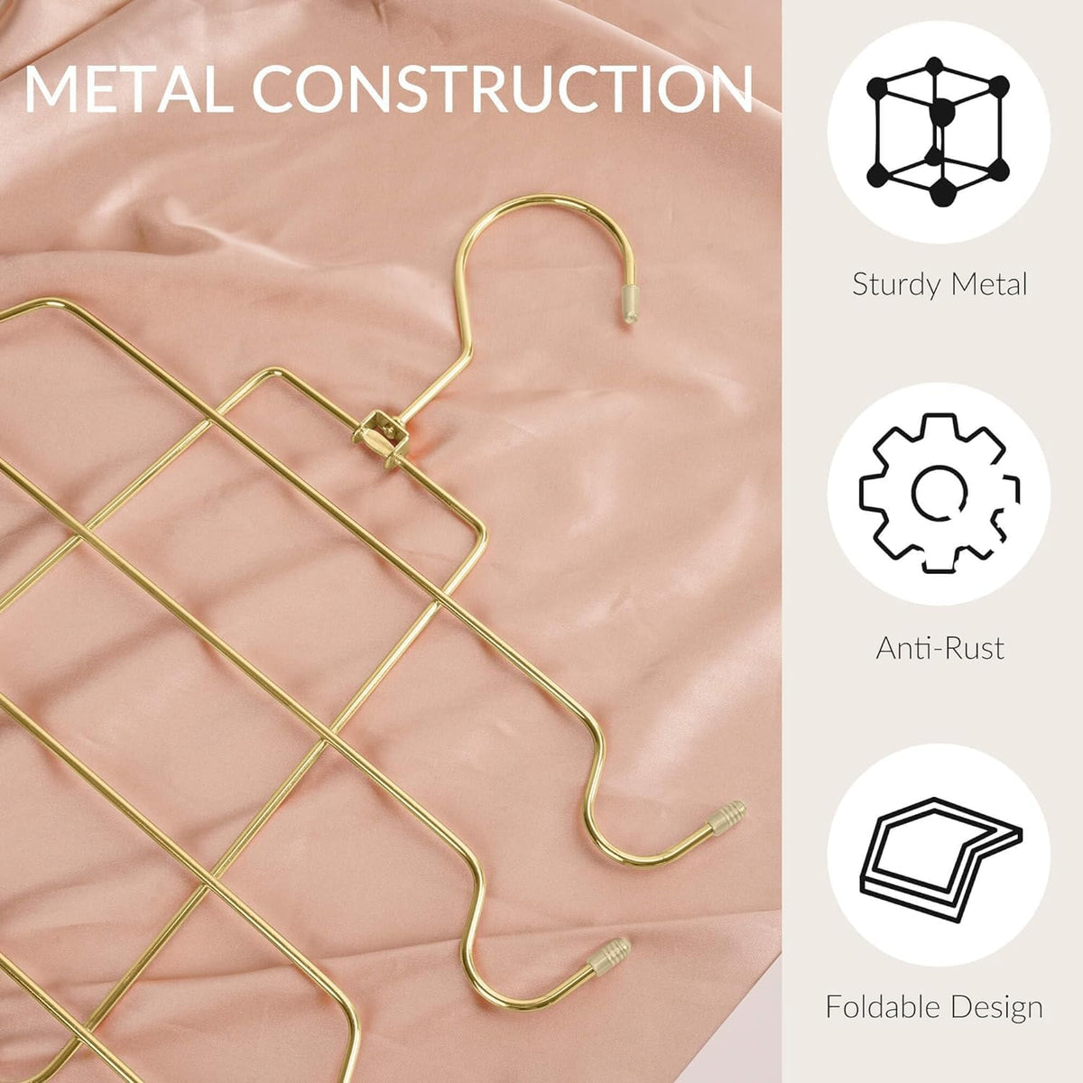 ZEDODIER 3 Pack Tank Top Hanger, Space Saving Bra Hangers, Non-Slip Hanging Sport Bras Holder, Closet Organizers and Storage for Camisoles Tank Tops Bras Ties Swimsuits Strappy Dress, Gold