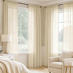 MIULEE Cream Sheer Curtains 108 Inches Long 4 Panels 42 x 108 Inches | Light - Image 2
