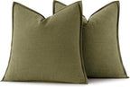 MIULEE Decorative Linen Pillow Covers 18x18 Inch Green | Boho Farmhouse​ - Image 6