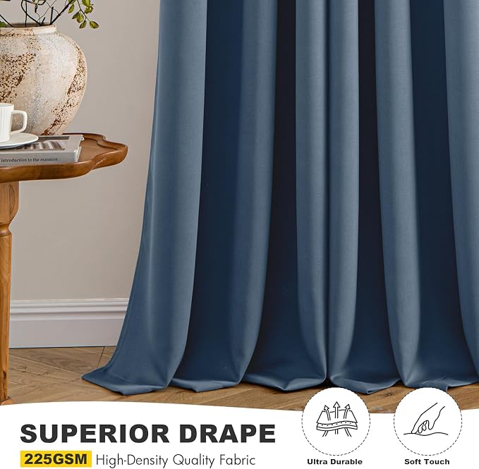MIULEE Blackout Curtains for Bedroom 2 Panels 40 x 36 Inch Long Stone Blue | - Image 6