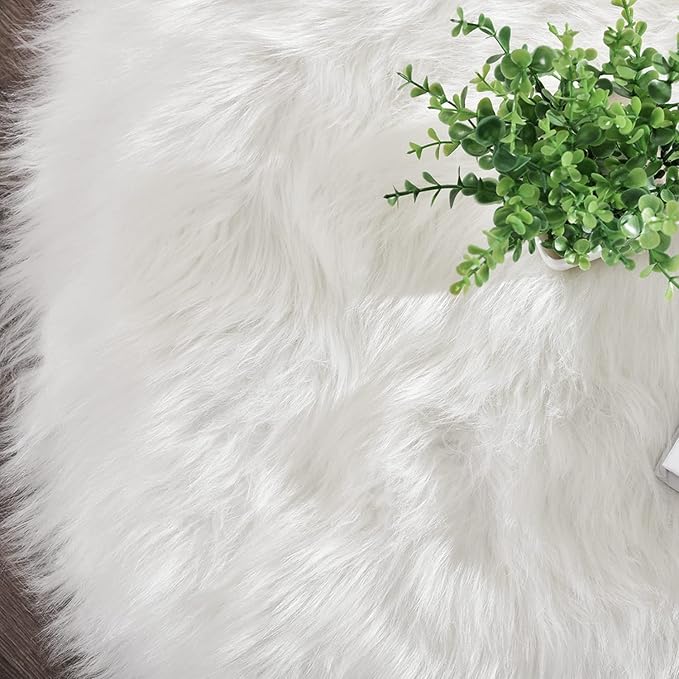 Latepis 10x14 Area Rugs White Faux Fur Washable Super Large Rug - Image 7