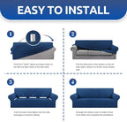 Stretch Loveseat Couch Cover, 2 Cushion Couch Slipcover, Classic Blue | 1-Piece - Image 6