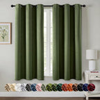 MIULEE Blackout Curtains for Bedroom 2 Panels 40 x 45 Inch Long Olive Green | by MIULEE