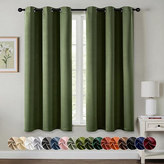 MIULEE Blackout Curtains for Bedroom 2 Panels 40 x 54 Inch Long Olive Green | by MIULEE