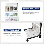4-Tier Floor-Standing Magazine Rack with Wheels – Perfect Brochure Display Stand for Exhibitions, Offices, and Information Hubs
