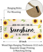 Be The Sunshine Wooden Hanging Sign Plaque, Sunflower Wall Decor Sign With Inspirational Quotes, Rustic Wood Sign Wall Art for Home Nursery Living Dining Room Farmhouse Garden Yard - A21