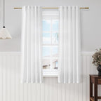 White Linen Curtains 64 Inches Long 2 Panels Set Back Tab Rod Pocket Semi Sheer by Nanspring