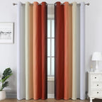 Burnt Orange and Greyish White Ombre Blackout Curtains 52Wx108L Inch Long | - Image 2