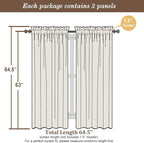 Chyhomenyc Cream Sheer Curtains 63 Inches Long 2 Panels Set | Light Filtering - Image 6