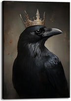 OAAPITI Raven King Wall Art Mysterious Black Bird Painting Dark Gothic Animal Canvas Print for Living Room Bedroom Home Office Inspirational Decor(Artwork-8,16"x24")