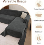2 Pieces Sectional Couch Covers L Shaped Cover XXL Charcoal Gray | Thick - Image 6