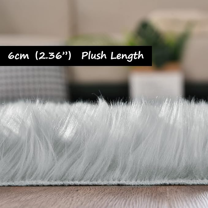 Goolela Grey Area Rug 6x9 Fluffy Fuzzy Shag Rug - Image 3
