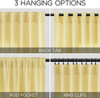 Yellow Linen Semi Sheer Curtains 108 Inches Long 2 Panels Set Back Tab Loop - Image 3
