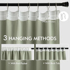 MIULEE Sage Green Back Tab Blackout Curtains 52x72 Inches Long 2 Panels Set | - Image 3